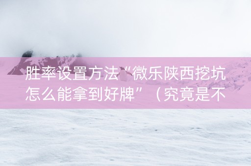 胜率设置方法“微乐陕西挖坑怎么能拿到好牌”（究竟是不是有挂)
