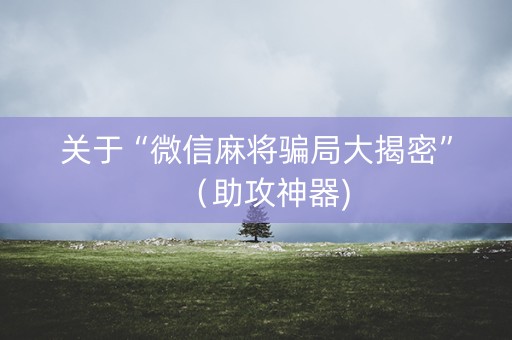 关于“微信麻将骗局大揭密”（助攻神器)