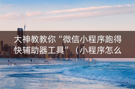 大神教教你“微信小程序跑得快辅助器工具”（小程序怎么才会赢)