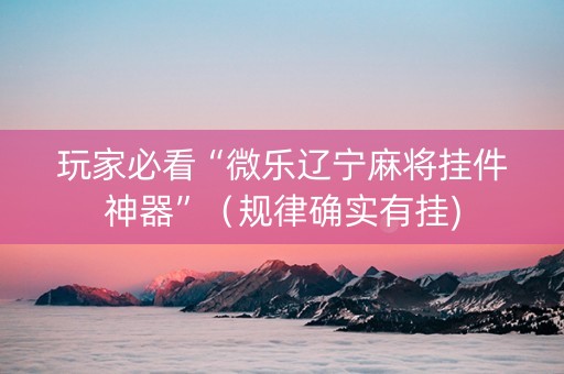 玩家必看“微乐辽宁麻将挂件神器”（规律确实有挂)