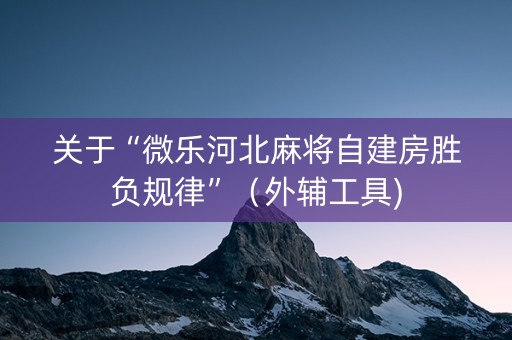 关于“微乐河北麻将自建房胜负规律”（外辅工具)