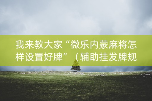 我来教大家“微乐内蒙麻将怎样设置好牌”（辅助挂发牌规律)