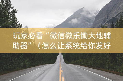 玩家必看“微信微乐锄大地辅助器”（怎么让系统给你发好牌)