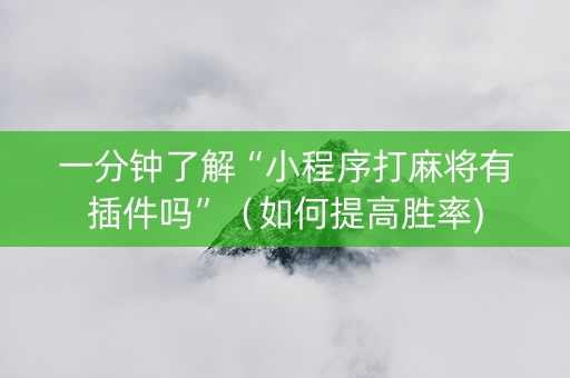 一分钟了解“小程序打麻将有插件吗”（如何提高胜率)
