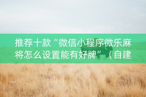 推荐十款“微信小程序微乐麻将怎么设置能有好牌”（自建房怎么拿好牌)