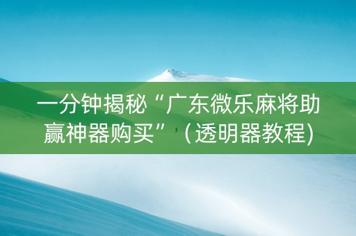 一分钟揭秘“广东微乐麻将助赢神器购买”（透明器教程)