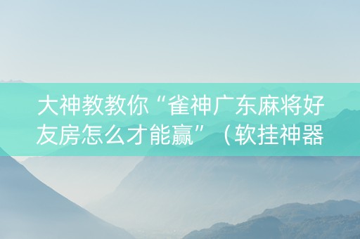 大神教教你“雀神广东麻将好友房怎么才能赢”（软挂神器)