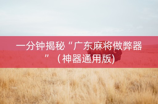 一分钟揭秘“广东麻将做弊器”（神器通用版)
