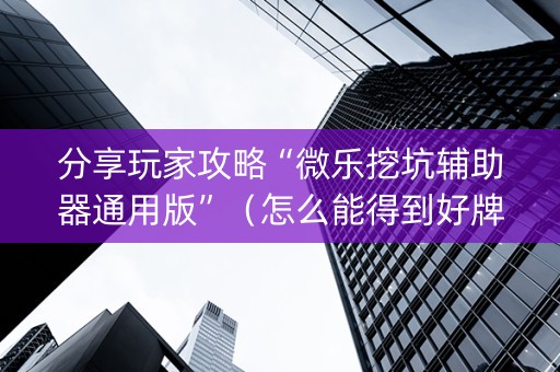 分享玩家攻略“微乐挖坑辅助器通用版”（怎么能得到好牌)