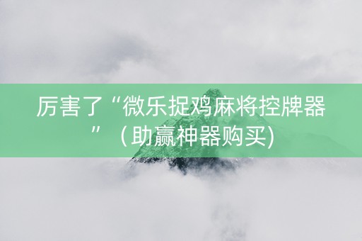 厉害了“微乐捉鸡麻将控牌器”（助赢神器购买)