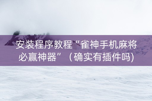 安装程序教程“雀神手机麻将必赢神器”（确实有插件吗)