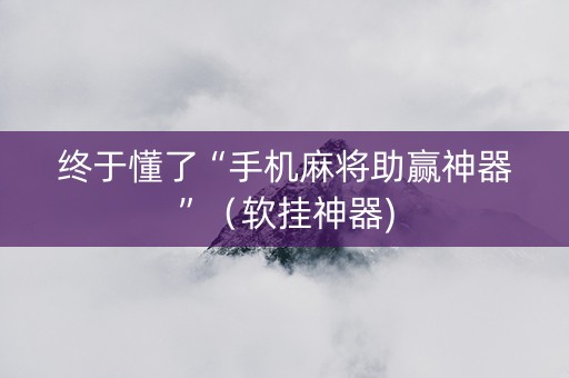 终于懂了“手机麻将助赢神器”（软挂神器)
