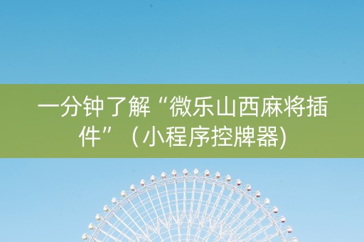 一分钟了解“微乐山西麻将插件”（小程序控牌器)