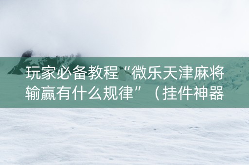 玩家必备教程“微乐天津麻将输赢有什么规律”（挂件神器)