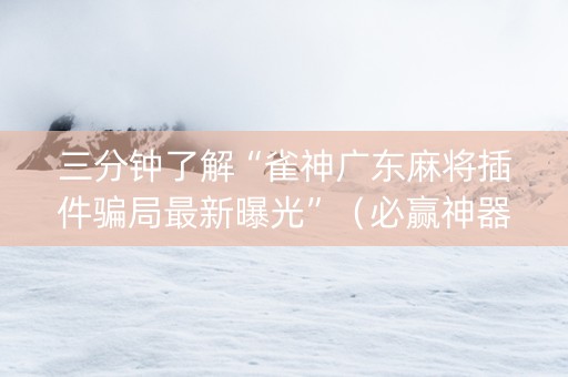三分钟了解“雀神广东麻将插件骗局最新曝光”（必赢神器辅助器)