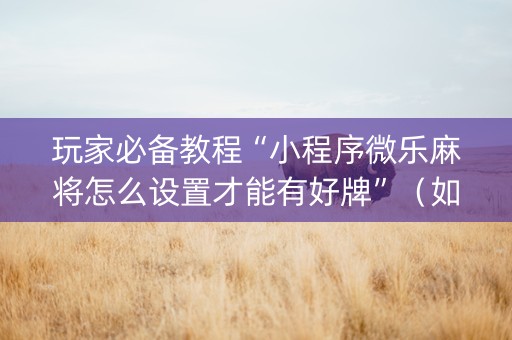 玩家必备教程“小程序微乐麻将怎么设置才能有好牌”（如何让系统发好牌)