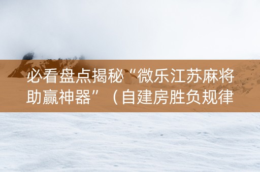 必看盘点揭秘“微乐江苏麻将助赢神器”（自建房胜负规律)