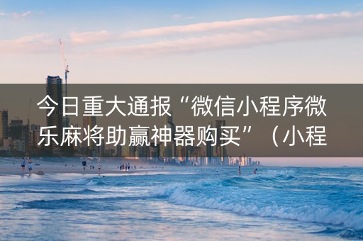 今日重大通报“微信小程序微乐麻将助赢神器购买”（小程序怎么才会赢)