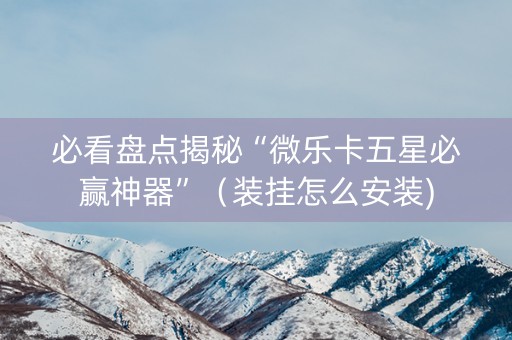 必看盘点揭秘“微乐卡五星必赢神器”（装挂怎么安装)
