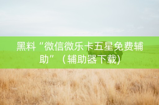 黑料“微信微乐卡五星免费辅助”（辅助器下载)
