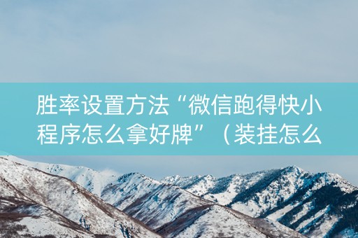 胜率设置方法“微信跑得快小程序怎么拿好牌”（装挂怎么安装)