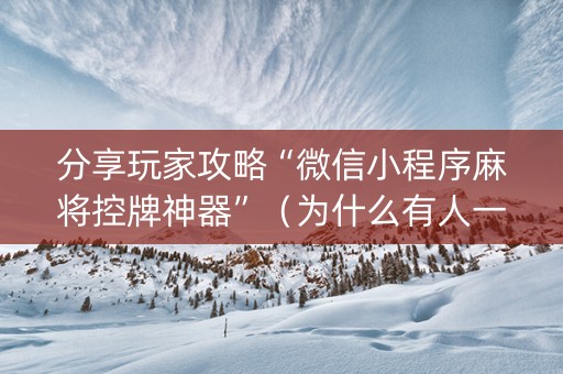 分享玩家攻略“微信小程序麻将控牌神器”（为什么有人一直赢)