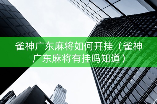 雀神广东麻将如何开挂（雀神广东麻将有挂吗知道）
