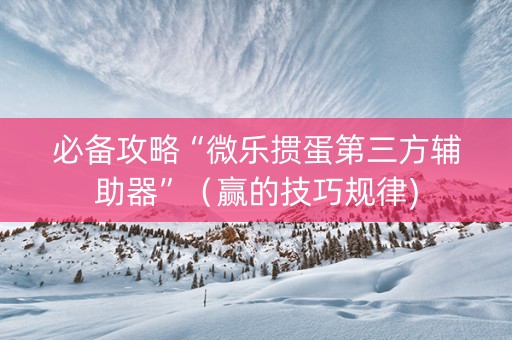 必备攻略“微乐掼蛋第三方辅助器”（赢的技巧规律)