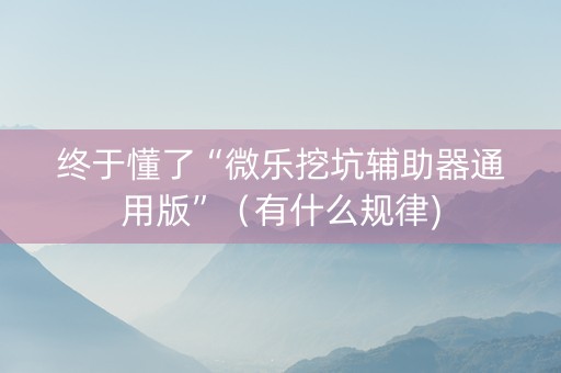 终于懂了“微乐挖坑辅助器通用版”（有什么规律)