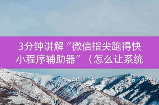 3分钟讲解“微信指尖跑得快小程序辅助器”（怎么让系统给自己好牌)
