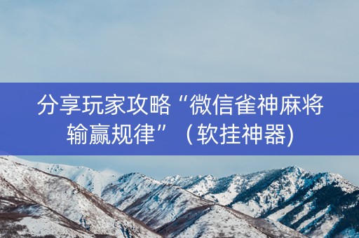 分享玩家攻略“微信雀神麻将输赢规律”（软挂神器)