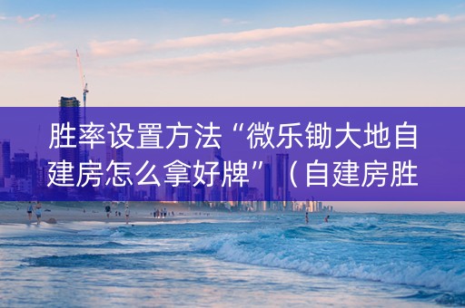 胜率设置方法“微乐锄大地自建房怎么拿好牌”（自建房胜负规律)