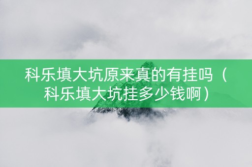 科乐填大坑原来真的有挂吗（科乐填大坑挂多少钱啊）