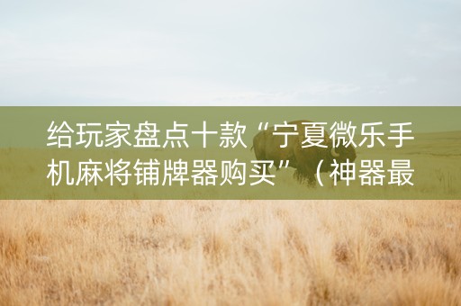 给玩家盘点十款“宁夏微乐手机麻将铺牌器购买”（神器最新免费)