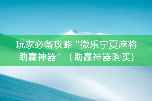 玩家必备攻略“微乐宁夏麻将助赢神器”（助赢神器购买)