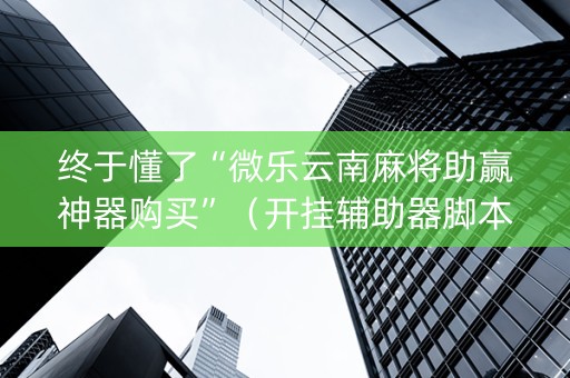 终于懂了“微乐云南麻将助赢神器购买”（开挂辅助器脚本)