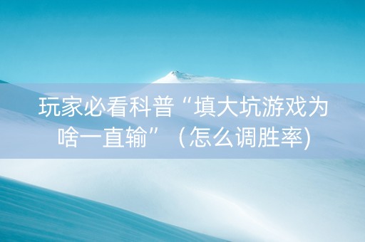 玩家必看科普“填大坑游戏为啥一直输”（怎么调胜率)