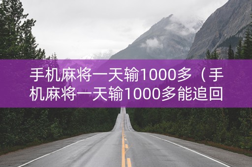 手机麻将一天输1000多（手机麻将一天输1000多能追回来吗）
