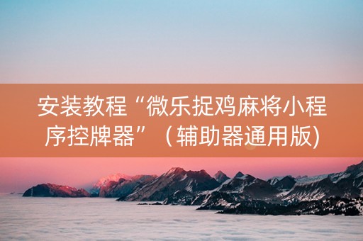 安装教程“微乐捉鸡麻将小程序控牌器”（辅助器通用版)