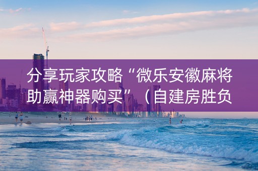 分享玩家攻略“微乐安徽麻将助赢神器购买”（自建房胜负规律)