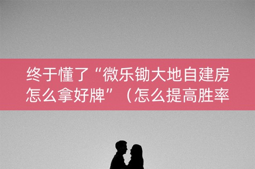 终于懂了“微乐锄大地自建房怎么拿好牌”（怎么提高胜率)