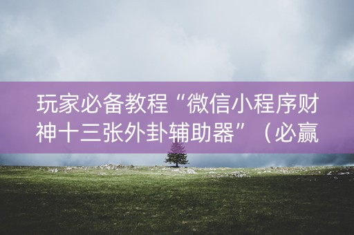 玩家必备教程“微信小程序财神十三张外卦辅助器”（必赢神器辅助器)