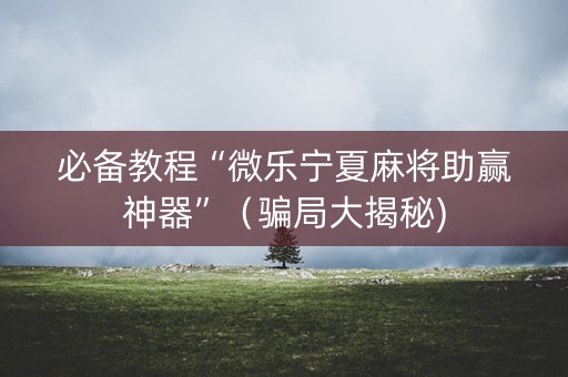 必备教程“微乐宁夏麻将助赢神器”（骗局大揭秘)