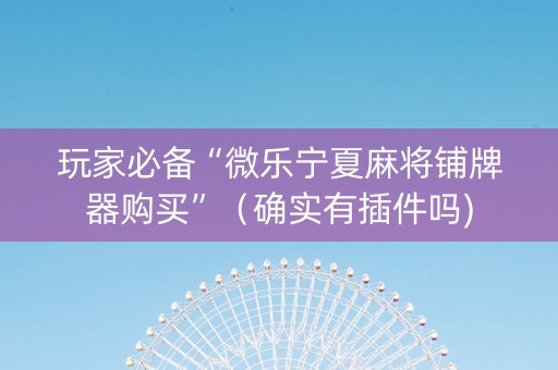 玩家必备“微乐宁夏麻将铺牌器购买”（确实有插件吗)