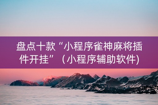 盘点十款“小程序雀神麻将插件开挂”（小程序辅助软件)