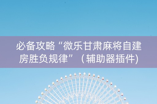 必备攻略“微乐甘肃麻将自建房胜负规律”（辅助器插件)