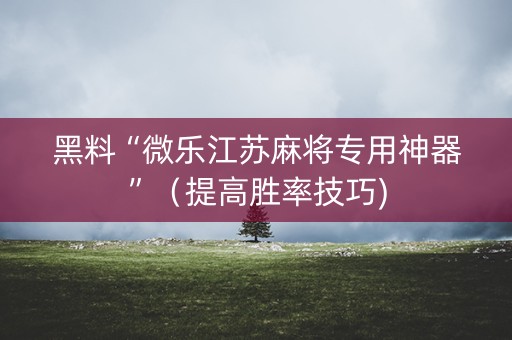 黑料“微乐江苏麻将专用神器”（提高胜率技巧)