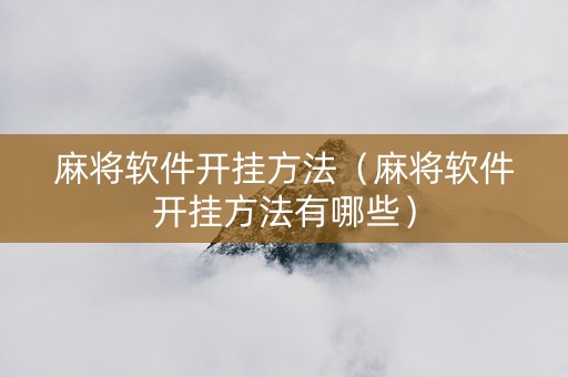 麻将软件开挂方法（麻将软件开挂方法有哪些）