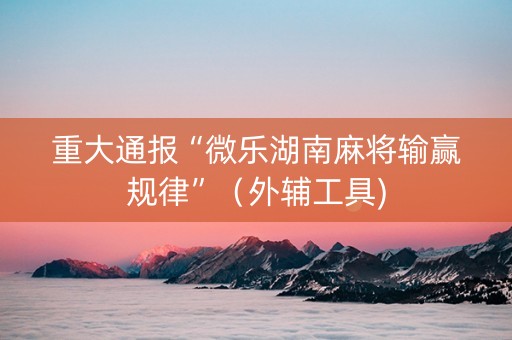 重大通报“微乐湖南麻将输赢规律”（外辅工具)