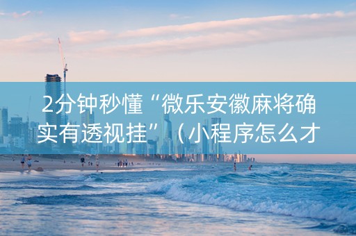 2分钟秒懂“微乐安徽麻将确实有透视挂”（小程序怎么才会赢)